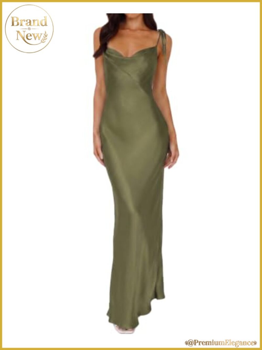 Satin Cowl Neck Spaghetti Strap Maxi Dress Formal Bridesmaid